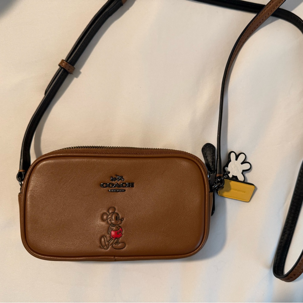Coach X Disney Mickey Mouse brown leather crossbody